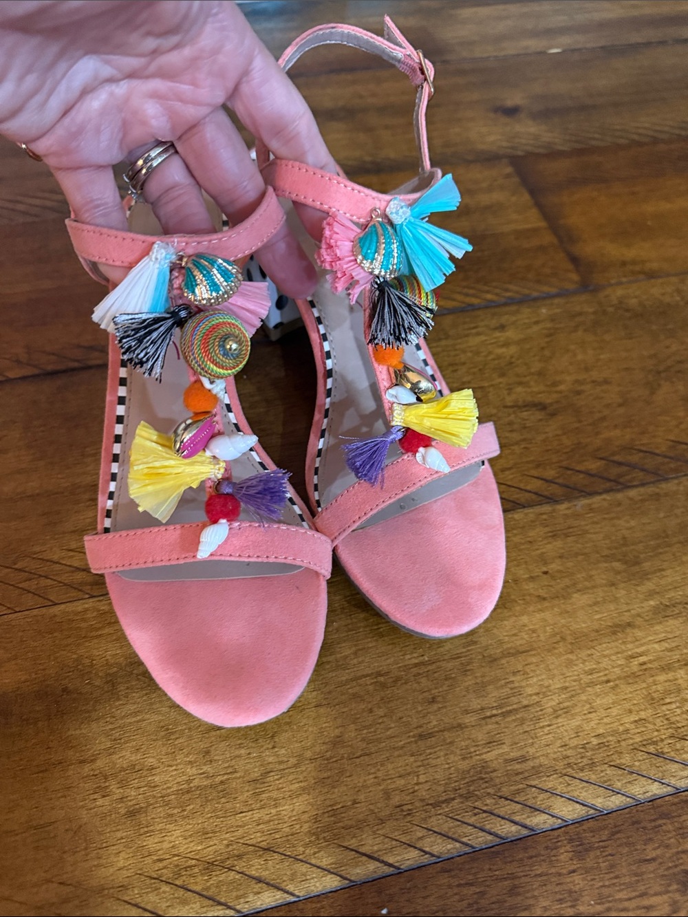 Betsey Johnson Coral Suede like Tassel Ankle-Strap Heels